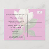   magnolia bloemen roze baby shower uitnodiging briefkaart (Achterkant)