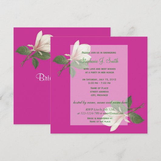   magnolia bloemen roze vrijgezellenfeest kaart (Voorkant / Achterkant)