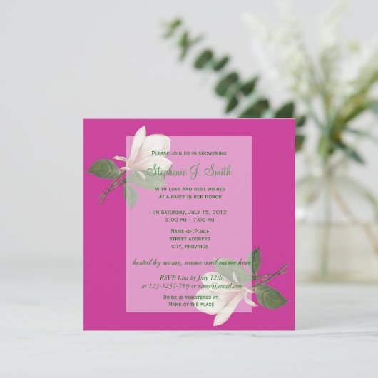   magnolia bloemen roze vrijgezellenfeest kaart (Staand voorkant)