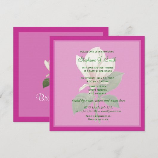   magnolia bloemen roze vrijgezellenfeest kaart (Voorkant / Achterkant)