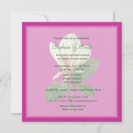   magnolia bloemen roze vrijgezellenfeest kaart (Voorkant)