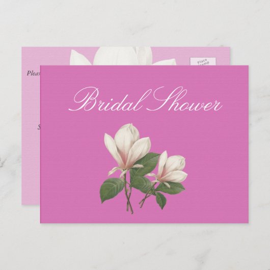   magnolia bloemen roze vrijgezellenfeest uitnodiging briefkaart (Voorkant / Achterkant)