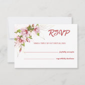 Magnolia Bloemen RSVP Trouwkaart (Voorkant)