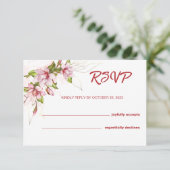 Magnolia Bloemen Rustische Trouw RSVP Kaart (Staand voorkant)