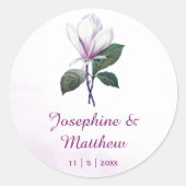  Magnolia Bloemen Trouwstickers Ronde Sticker (Voorkant)