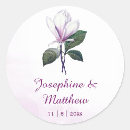  Magnolia Bloemen Trouwstickers Ronde Sticker
