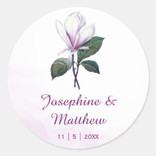  Magnolia Bloemen Trouwstickers Ronde Sticker