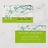 Magnolia bloemen turquoise groene bloemen visitekaartje (Voorkant / Achterkant)