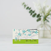 Magnolia bloemen turquoise groene bloemen visitekaartje (Staand voorkant)