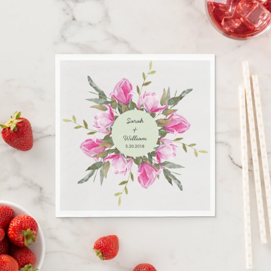 Magnolia Bloemen Waterverf Papier Servet (Insitu)