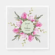Magnolia Bloemen Waterverf Papier Servet