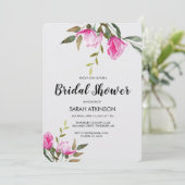 Magnolia Bloemen Waterverf Verloving Uitnodiging (Staand voorkant)