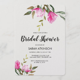 Magnolia Bloemen Waterverf Verloving Uitnodiging