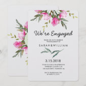 Magnolia Bloemen Waterverf Verlovingsfeest Kaart (Voorkant / Achterkant)