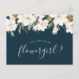 magnolia bloemen zal je mijn Flowergirl card zijn Uitnodiging Briefkaart