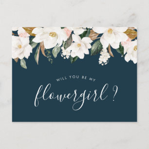 magnolia bloemen zal je mijn Flowergirl card zijn Uitnodiging Briefkaart