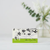 Magnolia bloemen zwart grijs bloemen visitekaartje (Staand voorkant)