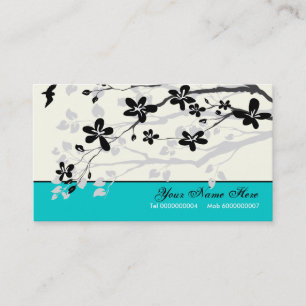 Magnolia bloemen zwart grijs turquoise bloemen visitekaartje