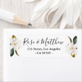 Magnolia bloemenadreslabel etiket (Insitu)