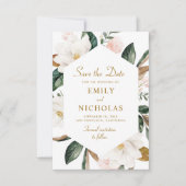 Magnolia bloemenbruiloft bewaar de datumkaart save the date (Voorkant)