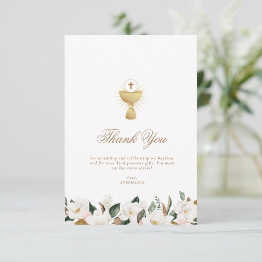 Magnolia bloemendoop bedankje kaart (Staand voorkant)