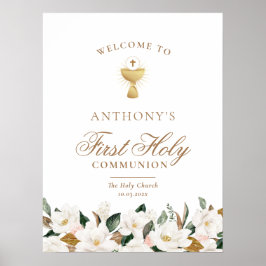 Magnolia bloemeneerste heilige communie welkomstbo poster