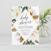 Magnolia bloemengroen rustiek meisje baby shower kaart (Staand voorkant)