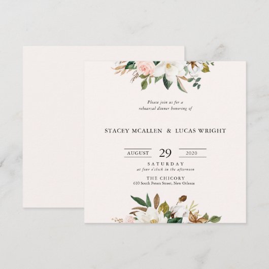 Magnolia Bloemenplein Uitnodigingen (Voorkant / Achterkant)