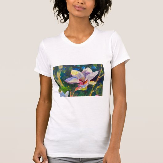Magnolia bloemenschilderij t-shirt (Voorkant)