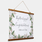 Magnolia Bloemige Botanische Verlovingsbanner Hangend Wandkleed (Gebogen)