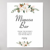 Magnolia bloemige bruidsshower mimosa bar bord poster (Voorkant)