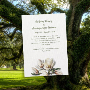 Magnolia Bloemige Herdenkingsdienst Funeral Servic Kaart