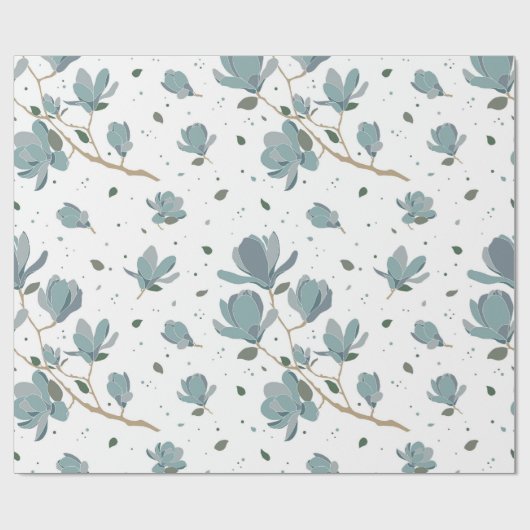 Magnolia bloempatroon cadeaupapier (Vlak)