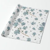 Magnolia bloempatroon cadeaupapier (Uitgerold)