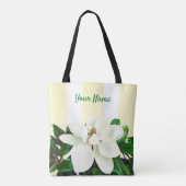 Magnolia Bloesem | Gepersonaliseerde Gele & Witte Tote Bag (Achterkant)