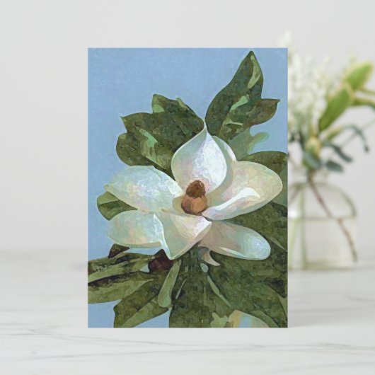 Magnolia Bloesem Uitnodiging (Staand voorkant)