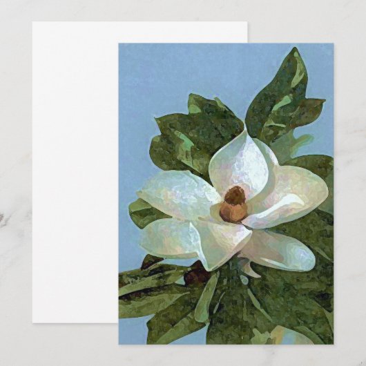 Magnolia Bloesem Uitnodiging (Voorkant / Achterkant)