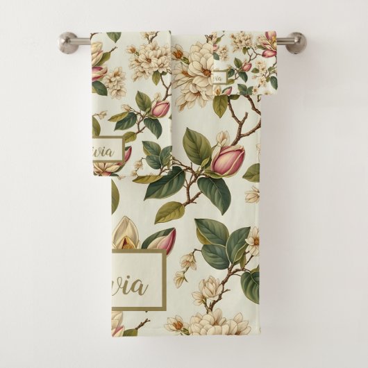  Magnolia bloesemblaadpatroon Bad Handdoek (Insitu)
