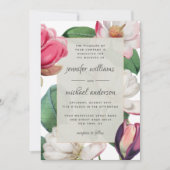 Magnolia bloesems romantisch boho bloemig elegant kaart (Voorkant)