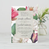 Magnolia bloesems romantisch boho bloemig elegant kaart (Staand voorkant)