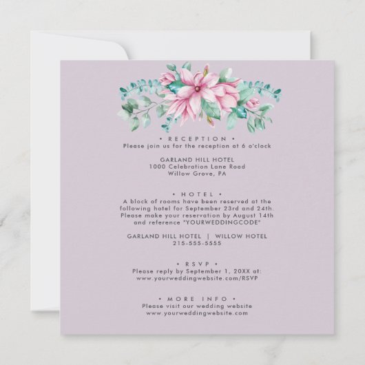 Magnolia Bloom | Alles in één botanisch huwelijk Kaart (Achterkant)