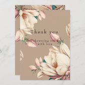 Magnolia bloom baby shower bedankkaart (Voorkant / Achterkant)