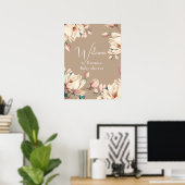 Magnolia bloom floral baby shower poster (Thuiskantoor)