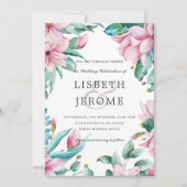 Magnolia Bloom | Floral Botanical Wedding Kaart (Voorkant)