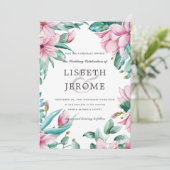 Magnolia Bloom | Floral Botanical Wedding Kaart (Staand voorkant)