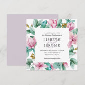 Magnolia Bloom | Floral Botanical Wedding Kaart (Voorkant / Achterkant)