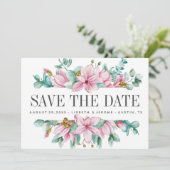 Magnolia Bloom Floral WEDDING Photo save the date (Staand voorkant)