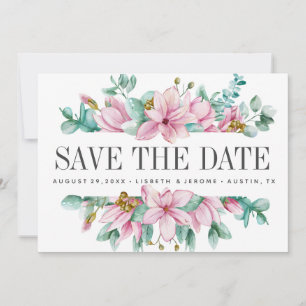 Magnolia Bloom Floral WEDDING Photo save the date
