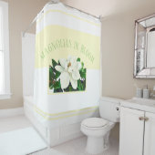 Magnolia Bloom | Geel en wit Douchegordijn (In situ)