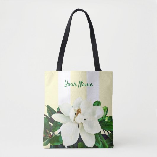 Magnolia Bloom | Gepersonaliseerd geel en wit Tote Bag (Voorkant)
